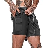 XDSP Shorts Herren 2 in 1 Trainingsshorts Sommer Kurze Hosen Schnelltrocknende Laufshorts,...