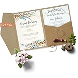 50 Stück Pocketfold Kraftpapier Hochzeitskarte blanko I 121 x 158 mm für DIN B6 Umschlag | 300...