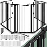 CASARIA® Kaminschutzgitter Baby mit Sicherheitstür Metall ohne Bohren 306x76cm Hundegitter...