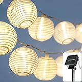 CozyHome LED Lampion Solar Lichterkette Aussen | 7 Meter Gesamtlänge | 20 LEDs warm-weiß –...