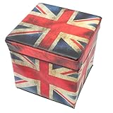 SHINEOFI Britischer Aufbewahrungshocker mit Stauraum Klappbarer Sitzhocker aus Polyester Kleiner...