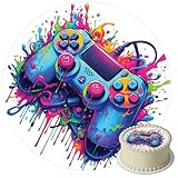 J&M DECO Essbare Tortenaufleger Gamer – Runde Tortendeko 20 cm aus Oblatenpapier – Geburtstag...