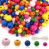 TOAOB 600 Stück Natürliche Runde Bunte Holzperlen set 6 bis 14mm Gemischte Größe Runde Holzperle...