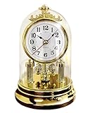 Weltbild Tischuhr Gold mit Glocke - Standuhr Nostalgisch Deko Vintage Wohnzimmer Uhr mit Haube...