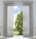 2er-Pack Gardinen Transparent Vorhang Set Wohnzimmer Voile Schlaufenschal mit Bleibandabschluß HxB...
