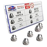 Wellzenith Hutmuttern, Hutmuttern Edelstahl Hohe Form Set, M3/M4/M5/M6/M8/M10/M12, mit Aufbewahrung...