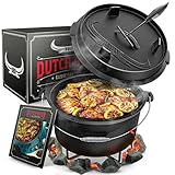 Amandi BBQ Dutch Oven - Dutch Oven Set [9L] - Für Induktion geeignet - Mit Topfständer -...