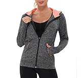 AMZSPORT Damen Laufjacke Sportjacke Langarm Trainingsjacke Sweatjacke mit Tasche Für Yoga Fitness...