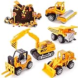 HERSITY Mini Bagger LKW Baufahrzeuge Spielzeug Set Metall Baustellen Fahrzeuge Spielzeugautos Deko...