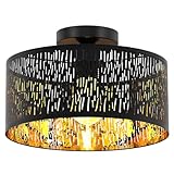 FRIDEKO HOME Moderne Deckenlampe Schwarz,Durchbrochener Rund Ø30cm Deckenleuchte E27 One Flammige...