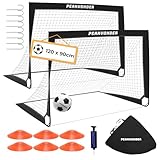 PEAKVONDER Fussballtore für Garten Kinder Pop-Up 2er Set-Fußballtor Faltbar mit Glasfaserstangen &...