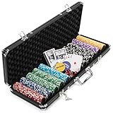 Pokerkoffer schwarz Pokerset 500 Laser Pokerchips Poker Komplett Set 11 g Chips Aluminiumkoffer