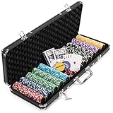 Nexos Trading Pokerkoffer schwarz Pokerset 500 Laser Pokerchips Poker Komplett Set 11 g Chips...