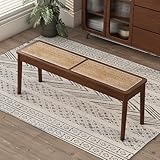 Rustikale Sitzbank aus gewebtem Rattan, Massivholz, Bauernhaus-Stil, 2 Personen, rechteckig,...