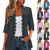 Generisch Leichte Herbstjacke Damen Open Front Cardigan Damen Strickmantel Lang Trachtenjacke...