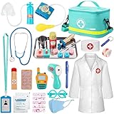 Sundaymot Arztkoffer Kinder Holz Spielset, Doktorkoffer kinder Mit Echtem Stethoskop, Thermometer,...