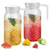 ADERTOS 2 Stücke Wasserkrug 1L Wasserkaraffe Plastik Krug mit Deckel Transparente Wasser Krug...