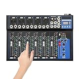 Professioneller Audiomischer, 7-Kanal Mischer mit Bluetooth Funktion, 48V Phantomspeisung, Stereo DJ...
