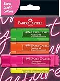 FABER-CASTELL 254600 - Textmarker Set 46, 4er Etui, Neon Farben, mit langlebiger Keilspitze,...