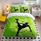 Bettwäsche-Set mit dynamischer Fußball-Silhouette, Fußball-Thema, Sportschlafzimmer-Dekor,...