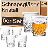 Praknu 6 Schnapsgläser aus Kristall Glas 4cl - Spülmaschinenfest - Standfest dank dickem Boden -...