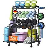 Lifewit Hantelständer für Home Gym, Hantelablage mit Abschließbare Universal-Räder und Haken,...