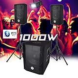 Triphon-System BMS 1208, Bi-Ampere-Subwoofer, 1000 W – USB Bluetooth, Kabel, Füße –...
