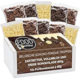 FOOD crew 900g belgische Schokolade für Fondue - Mix aus Vollmilch, Zartbitter & Weiß -...