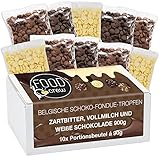 FOOD crew 900g belgische Schokolade für Fondue - Mix aus Vollmilch, Zartbitter & Weiß -...