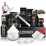 Nassrasierer Herren, Bartpflege Set für Männer inkl Safety Razor, Rasierpinsel,Rasiercreme Männer...
