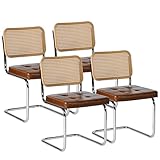 EGGREE 4er-Pack Rattan-Esszimmerstühle mit PU-Kissen und Galvanisierten Eisenbeinen für...