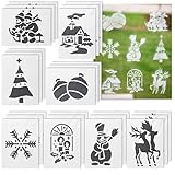 com-four® 24x Weihnachts-Schablonen für Schneespray - Wiederverwendbare Papier-Schablonen mit...