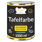 Creative Deco Schwarz Wandfarbe Kreidefarbe Tafelfarbe | 1000ml | 10 m² / 1L Effizient | Matt Farbe...