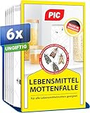 PIC Lebensmittelmotten Falle - 6 Lebensmittelmottenfallen - Mottenfalle mit Pheromon für ideale...