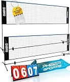 PHIBER-SPORTS Badmintonnetz, Federballnetz – 420cm, 3-Fach Höhenverstellbar + Anzeigetafel –...