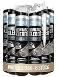 PROCREA® 6x Montagekleber 'Power Plus' extra stark [Kleben statt Bohren] Haftstarker Sofortkleber...