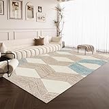 Floor rug Rutschfester, lichtechter Teppich Blau Creme Geometrisches Design,Boden deko kinderteppich...