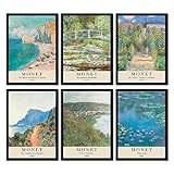 The Wall Gallery Kunstdrucke 6 Stück A4 Poster Set Claude Monet Wandbilder Vintage/Retro...