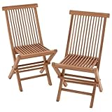 Divero 2er Set Klappstuhl Positano aus Teakholz, behandelt – Farbe: Braun