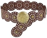 LIMHOO Breite Scheibengürtel für Damen Leder Aushöhlen Runde Gürtel Boho Western Taille Gürtel...