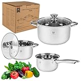 KARL HAUSMANN Topfset Induktion Edelstahl 3-Teilig - Kochtöpfe für Alle Herdarten - Kochtopf Set...