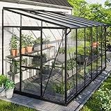 Vitavia Anlehn-Gewächshaus Ida 7800', schwarz, 7,8 m², 3 mm ESG/6 mm HKP | Wetterfestes & stabiles...
