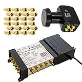 PremiumX Multischalter Set PXMS 5/8 Multiswitch mit Netzteil für 8 Teilnehmer mit Quattro LNB 3D 4K...