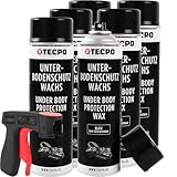 TECPO Wachs Unterbodenschutz Spray, 6X 500ml mit Handgriff Unterbodenschutzwachs Karosserieschutz...