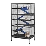 GarveeHome Kleintierkäfig 150 cm H 6 Etagen Critter Nation Käfig mit Rampen, Plattformen und...
