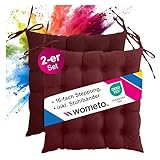 wometo 2er Set Sitzkissen Stuhl 40x40 Oeko-TEX - dunkelrot weinrot Sitzpolster Stuhlkissen mit...