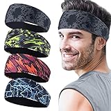 Sport Stirnband für Herren 4 Stück,Schweißband und Stirnband Sport Feuchtigkeitstransport Workout...