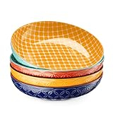 DOWAN Pastateller Groß Tief 4er Set, Ø 21,5 cm Porzellan Suppenteller Tief, Pastaschale Rund,...