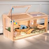 Hamsterkäfig aus Holz, 81,3 x 40,6 cm, Meerschweinchenkäfig, Kleintierkäfig für syrische...