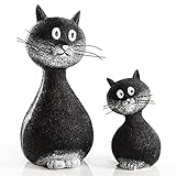 Logbuch-Verlag 2 Katzenfiguren stehend schwarz weiß 15 cm + 9 cm - Deko Katzen - Geschenk für...